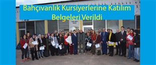 Bahçıvanlık Kursiyerlerine Katılım Belgeleri Verildi