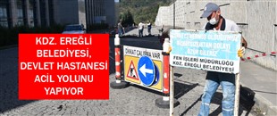 KDZ. EREĞLİ BELEDİYESİ, DEVLET HASTANESİ ACİL YOLUNU YAPIYOR