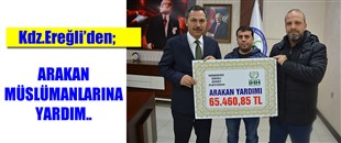 KDZ.EREĞLİ'DEN ARAKAN'A 66 BİN TL YARDIM..