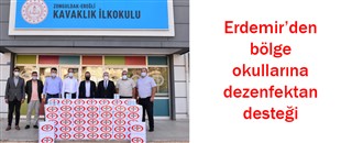 Erdemir’den bölge okullarına dezenfektan desteği