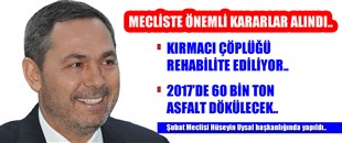 BELEDİYE MECLİSİNDE ÖNEMLİ KARARLAR ALINDI..